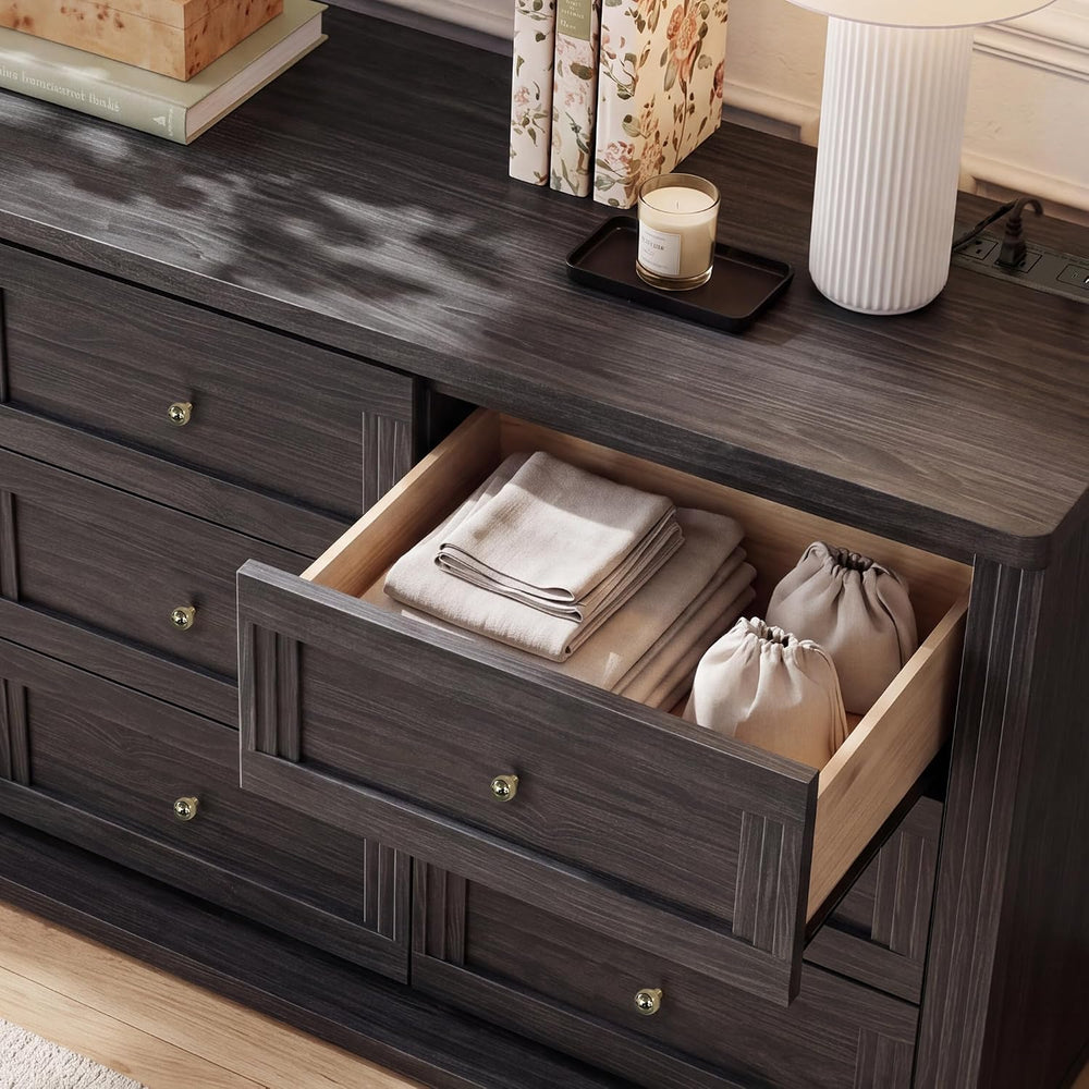 9 Drawer Dresser for Bedroom, 63โ Chest of Drawers with Charging Station