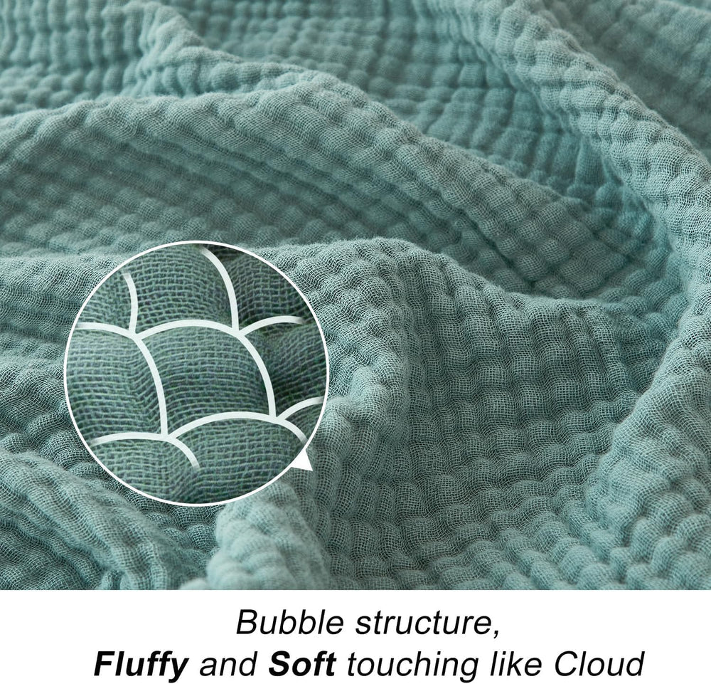 EMME Muslin Cotton Blankets Queen Size for Bed Adults Soft Teal 90" x 90...