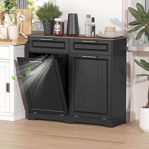 Double 10 Gallon Tilt Out Trash Can Cabinet
