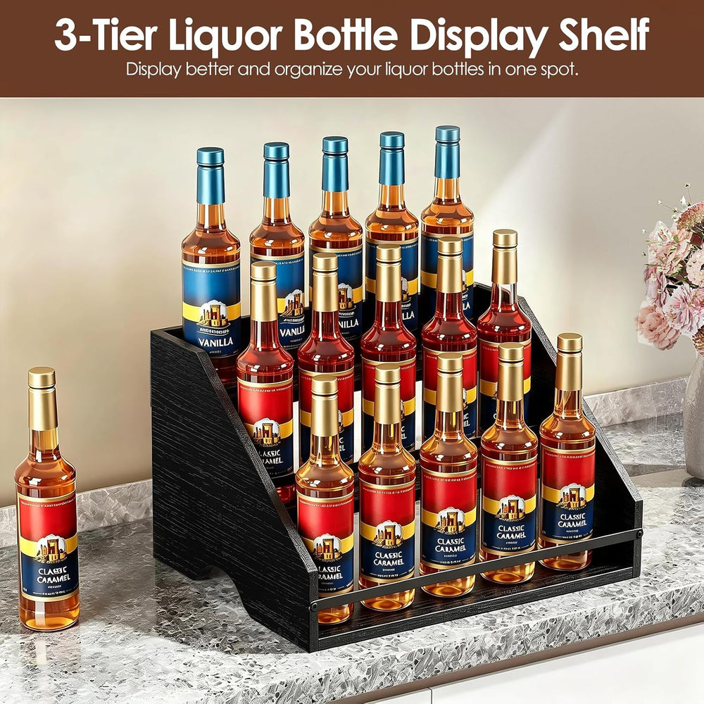 Nuovoware Coffee Syrup Rack, 3-Tier, Black | Hold 15 Bottles, Coffee Syrup Or...