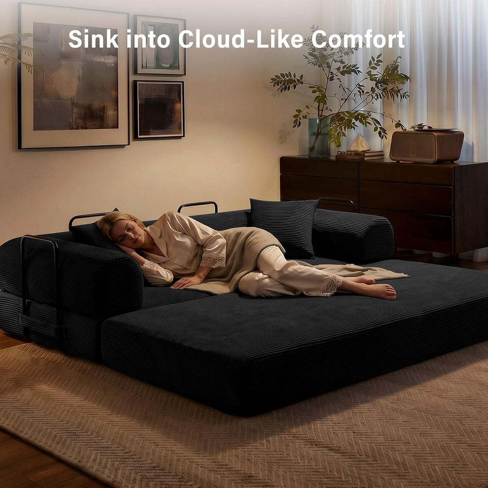 79" Convertible Sofa Bed, Boneless Sleeper Futon Couch for Living Room