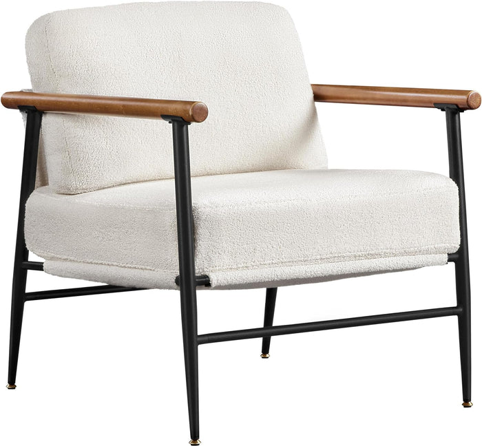 Yaheetech Accent Chair, Modern Living Room Chair, Ivory
