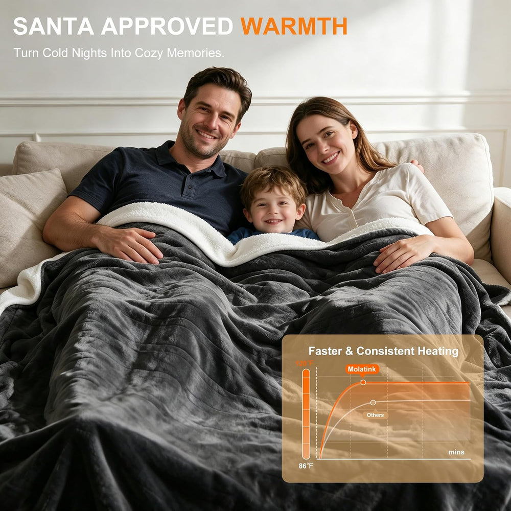 King Size Heated Blanket 100''X90'' Dual Control Heating Blan...