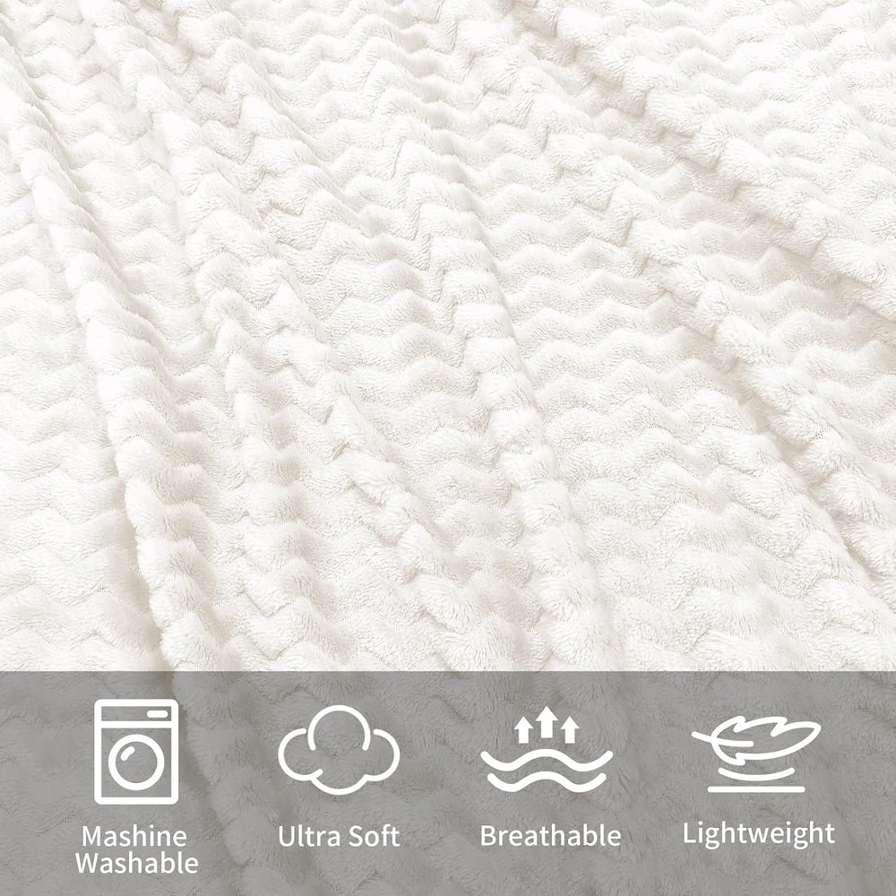 6 Pack Fuzzy Throw Blanket, 50 * 60 Inch 3D Ribbed Jacquard Fleece Blanket, F...