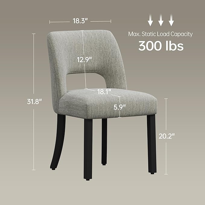 keoni Wooden Dining Chairs Set of 2, Mid Century Modern Upholstered Dining Ro...