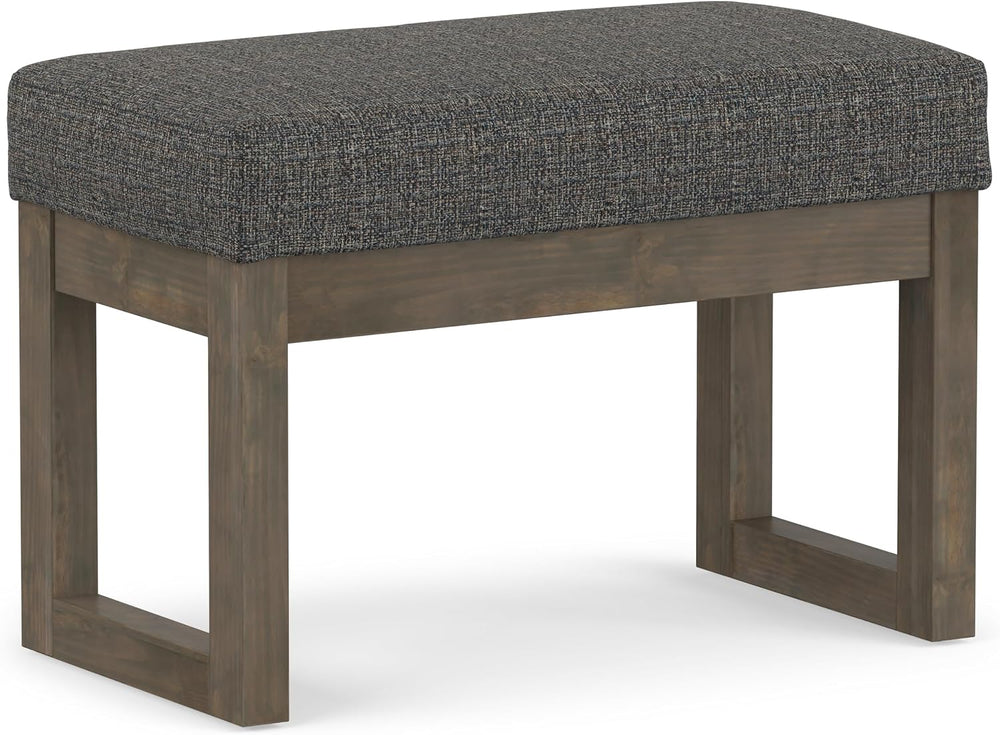 SIMPLIHOME Milltown 27" Wide Tweed Rectangle Ottoman in Ebony