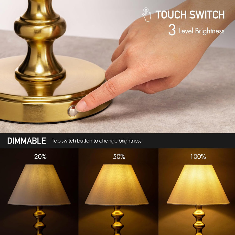 O'Bright Ember Rechargeable Table Lamp (Antique Brass_Baluster)