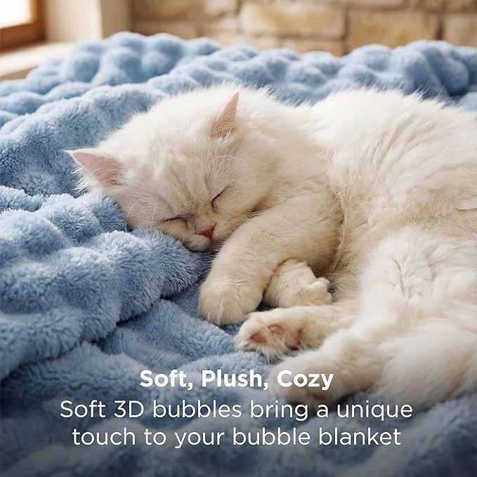 Bedsure 3D Fleece Bubble Blanket