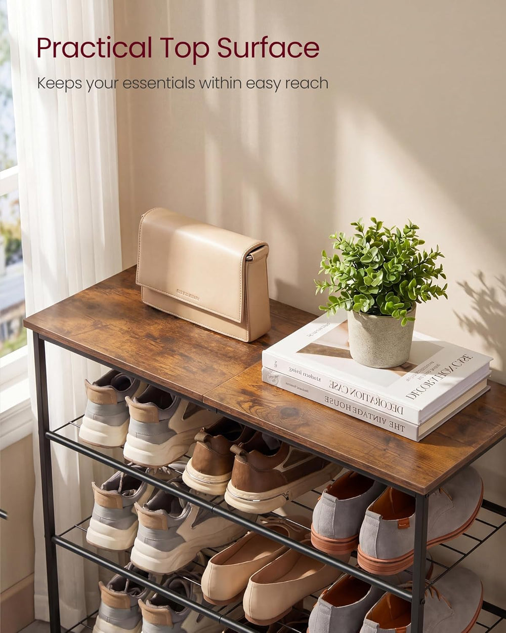 VASAGLE Shoe Rack, Shoe Storage Rack for Closet, Entryway, Living Room, Free ...