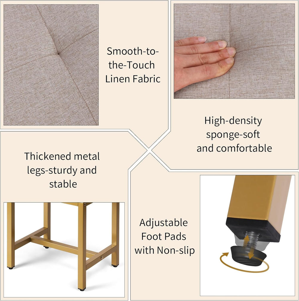 Saddle Seat Vanity Stool, Makeup Stool Chair with Metal Leg, U-Shaped Ottoman...
