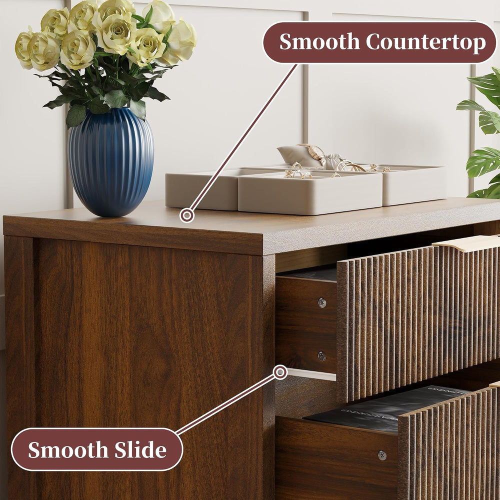 Fluted Nightstands Set of 2, 23.7'' Wide Night Stand with 3 Drawers, ...