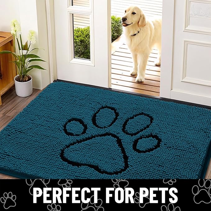 Smiry Dog Door Mat for Muddy Paws, Absorbent Dirt Trapper Non Slip Quick Dry