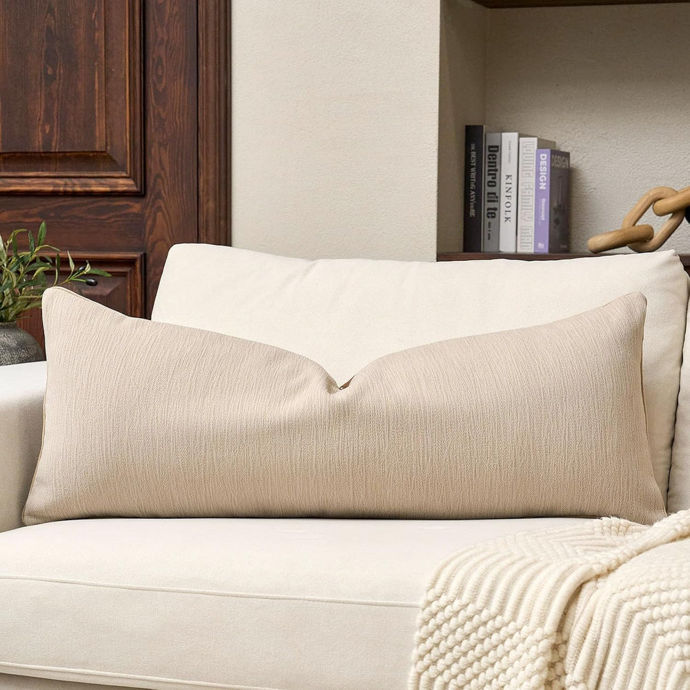 Fall Flower Lumbar Throw Pillow Cover 14x36 Inch Beige Vintage Floral Farmhou...