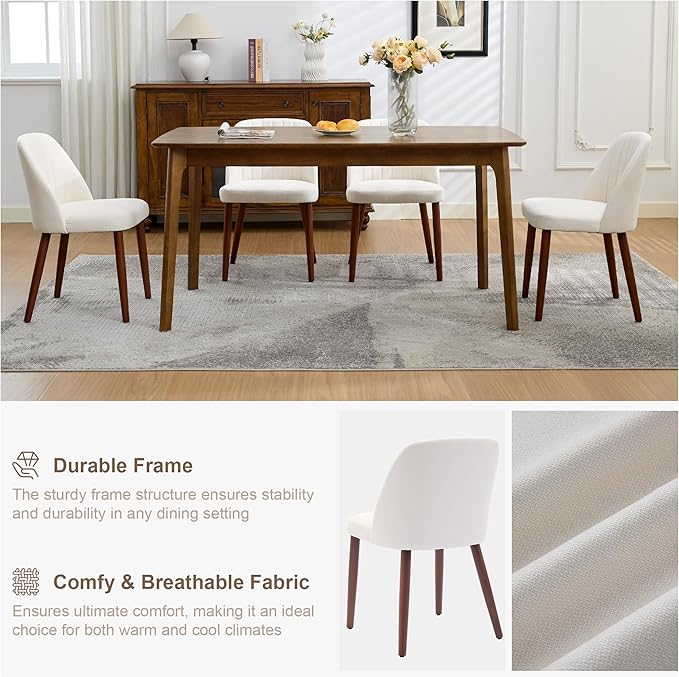 Wooden Dining Chairs Set of 4, Upholstered Kitchen Dining Room Chairs with Pa...