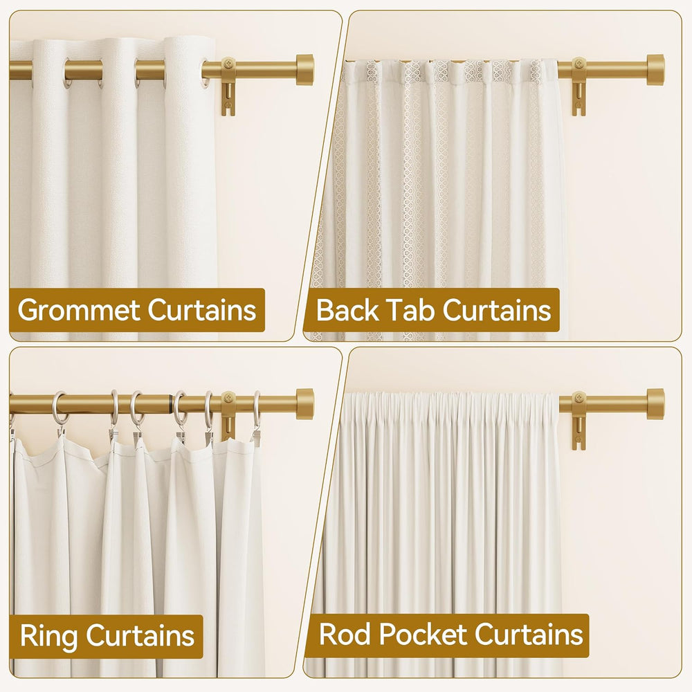 YaFex Gold Curtain Rod 32-144 Inch, Heavy Duty Adjustable 1 Inch Diameter