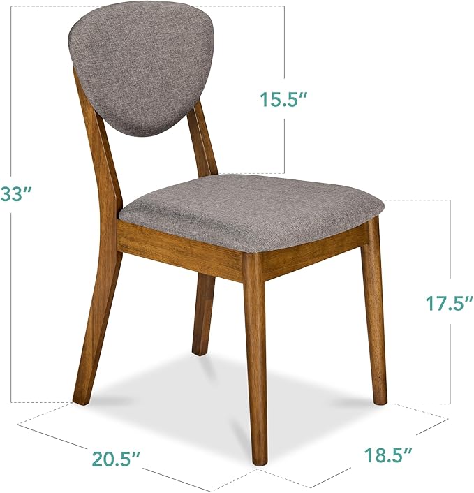 Best Choice Products Dining Chairs Set of 2, Mid-Century Modern Upholstered W...
