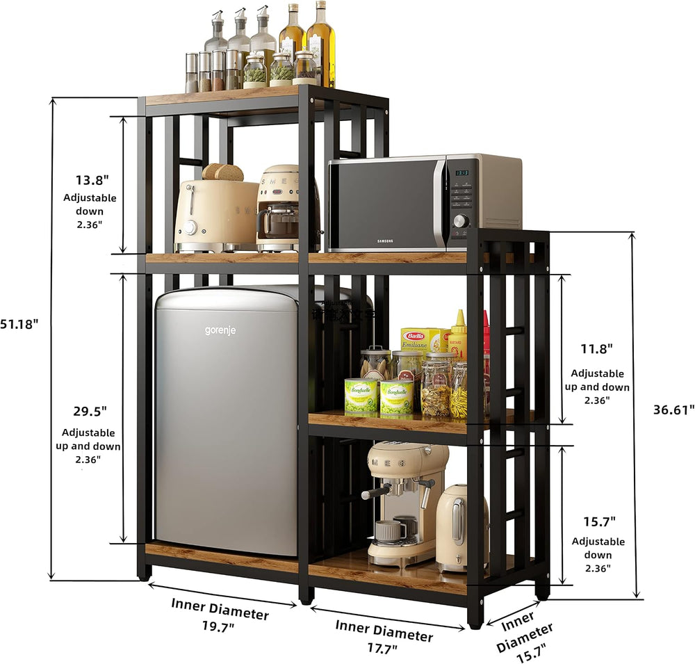 Kitchen Bakers Rack, 4-Tier+3-Tier Workstation Organizer Shelf, Free Standing...