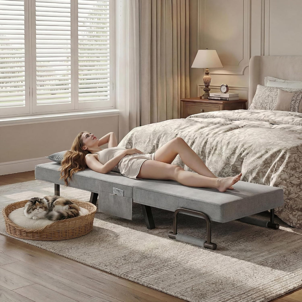 TYBOATLE Sleeper Chair Bed, Folding Futon Bed (Light Grey)