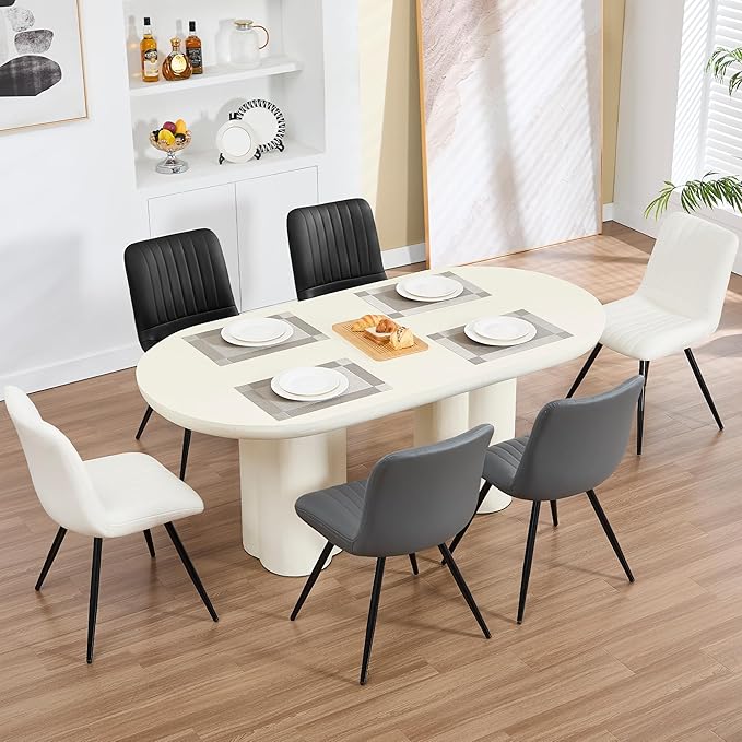 Dining Chairs Set of 2, Modern Dining Chairs with Thick Cushions, PU Leather ...