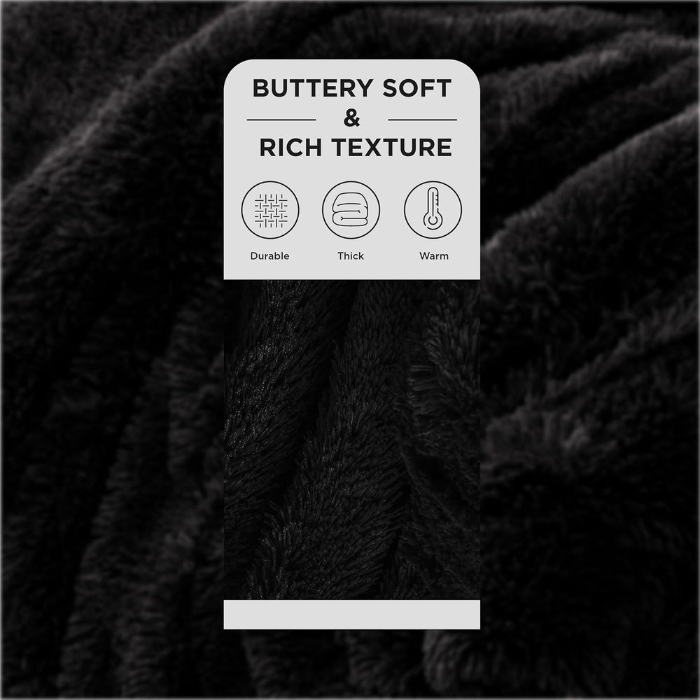 Bedsure Faux Fur Fluffy Sherpa Fleece King Bed Blanket Black 108"x90"