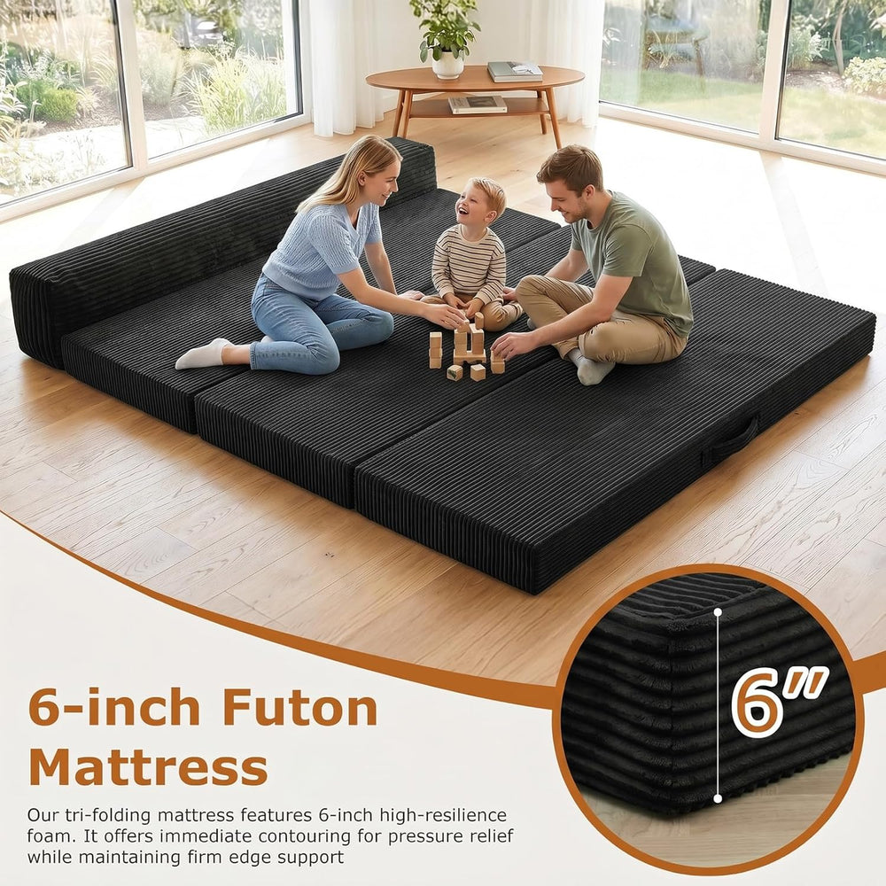 JUIKURY 6 Inch Tri-Fold Memory Foam Mattress Queen Size, 5 in 1 Convertible S...