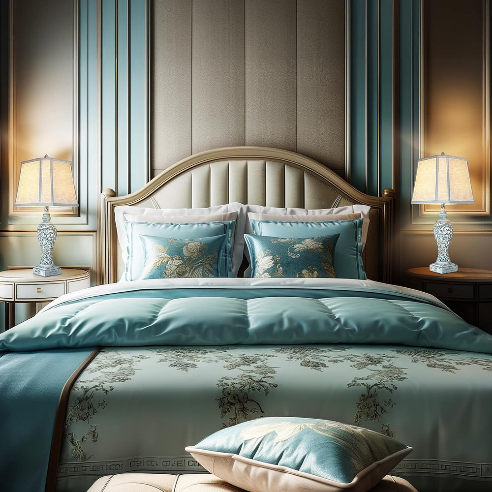 LuxSight Collection Bedside Table Lamps Set of 2 with Night Lights, Vintage