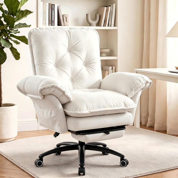 FiveWillowise Criss Cross Chair with Flip Arms, Comfy Office Chair, Beige