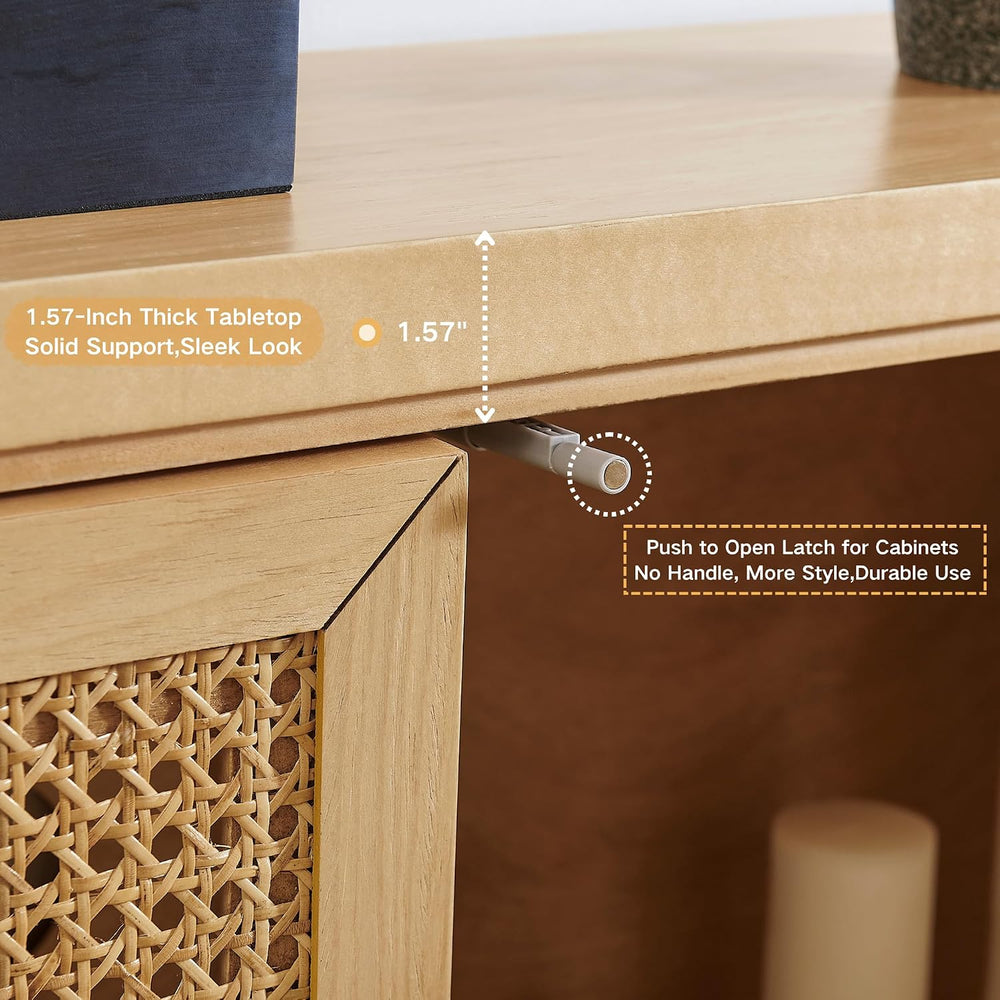 LKTART Small Sideboard Buffet Cabinet,Thin Kitchen Storage Cabinet with 2 Rat...