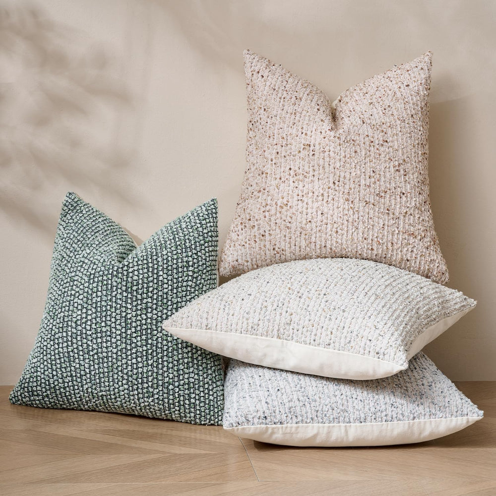 Striped Throw Pillow Covers 20x20 Set of 2 Beige Textured Boucle Chic Morden ...