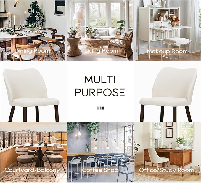 COLAMY Upholstered Dining Chairs Set of 2, Modern Fabric Dining Room Kitchen ...