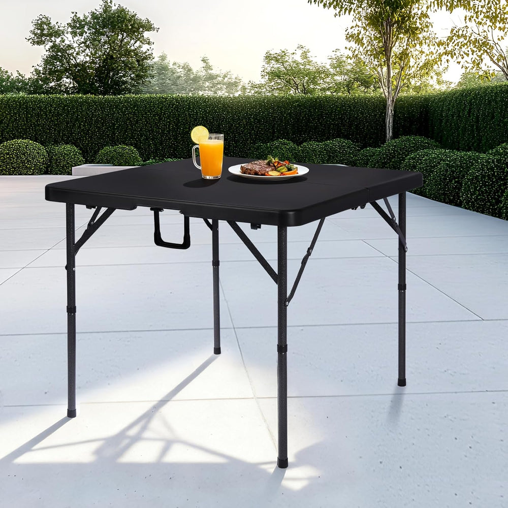 pollilar 34" Folding Card Table Square Foldable Table Plastic Portable w...