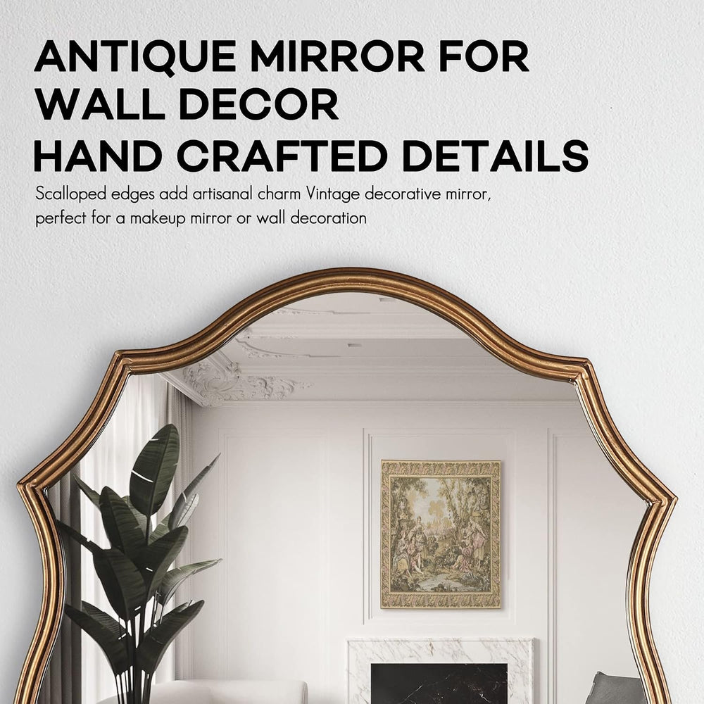 Wall Mirror with Metal Frame 24" x 36" Antique Gold Vanity Mirror