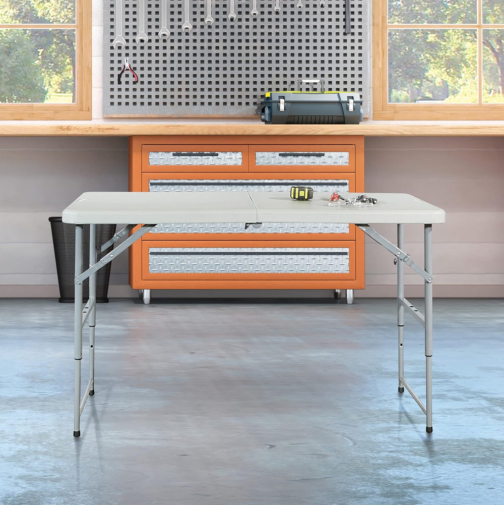 Office Star Resin Multipurpose Rectangle Table, 4-Feet Long, Height Adjustabl...