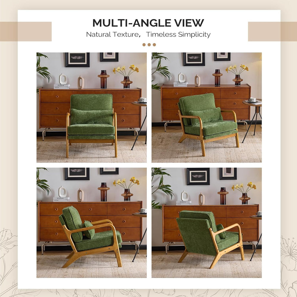VINGLI Chenille Mid-Century Modern Accent Chair Set of 2, Cute Reading Arm Ch...