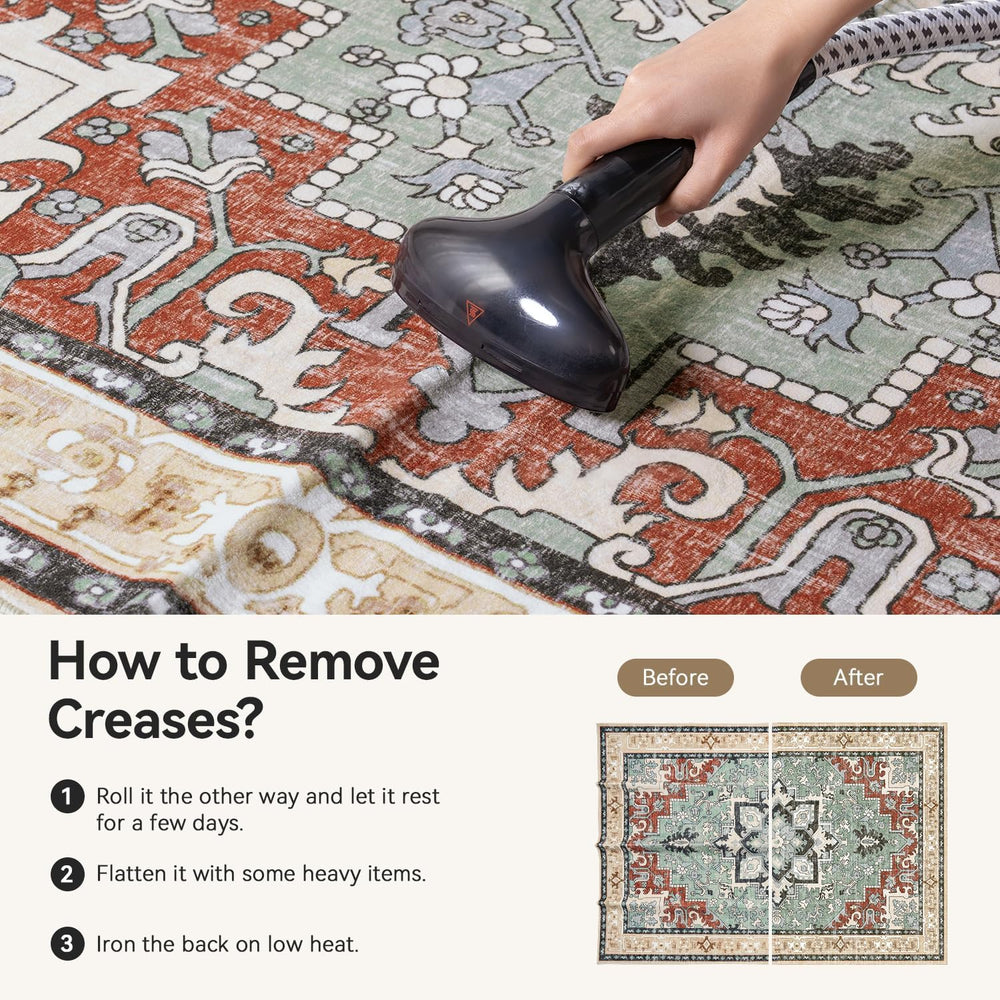 Lofus 3x5 Small Kitchen Area Rugs, Vintage Boho Washable Carpet, Beige