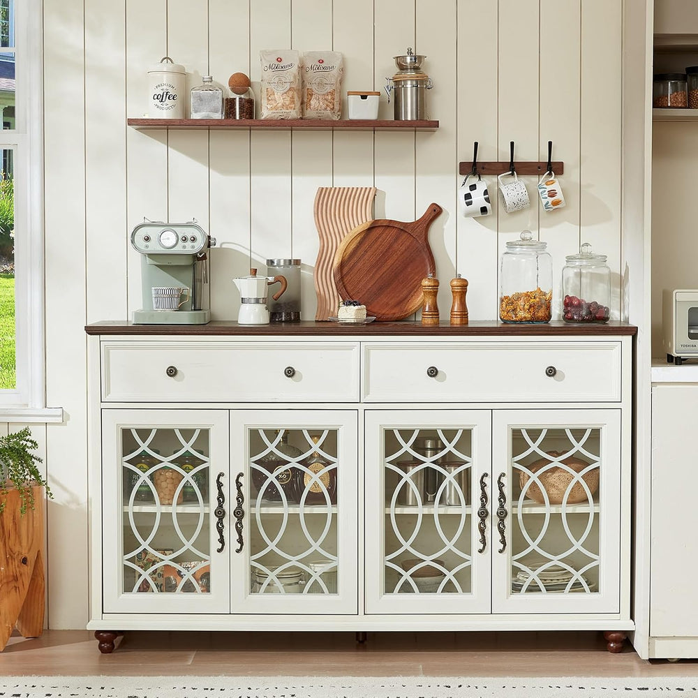Joaxswe Farmhouse Sideboard Buffet Cabinet with Storage,59" Large Creden...