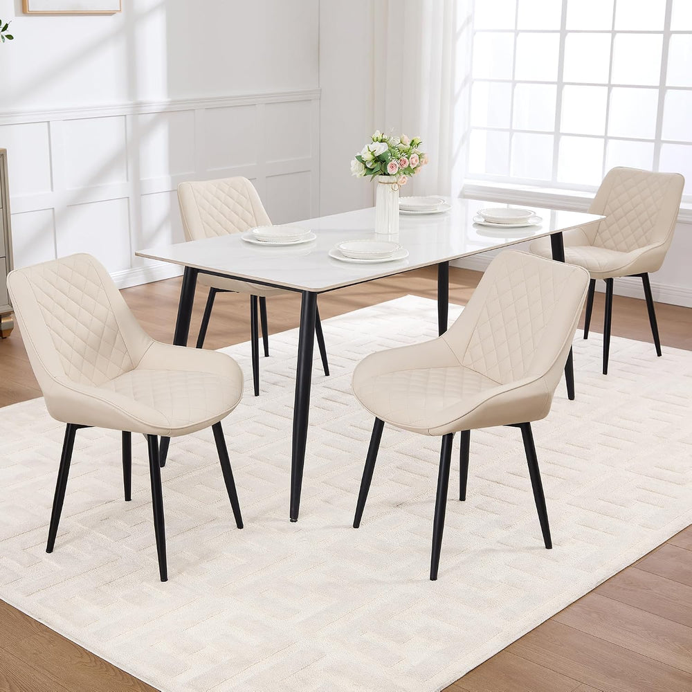 Dining Chair Set of 4, Modern Dining Chairs with Thick Cushions, Faux Leather...