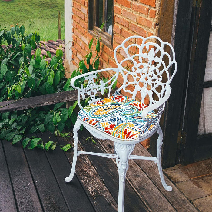 LVTXIII Indoor/Outdoor Chair Cushions Seat Cushions with Ties, Patio Chair Pads D16xW17 Inch for Patio Furniture Garden Home Office Decoration 4 Pack,Paisley Multi