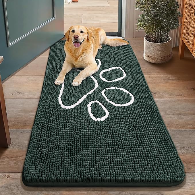 Smiry Dog Door Mat for Muddy Paws, Absorbent Dirt Trapper Non Slip Quick Dry