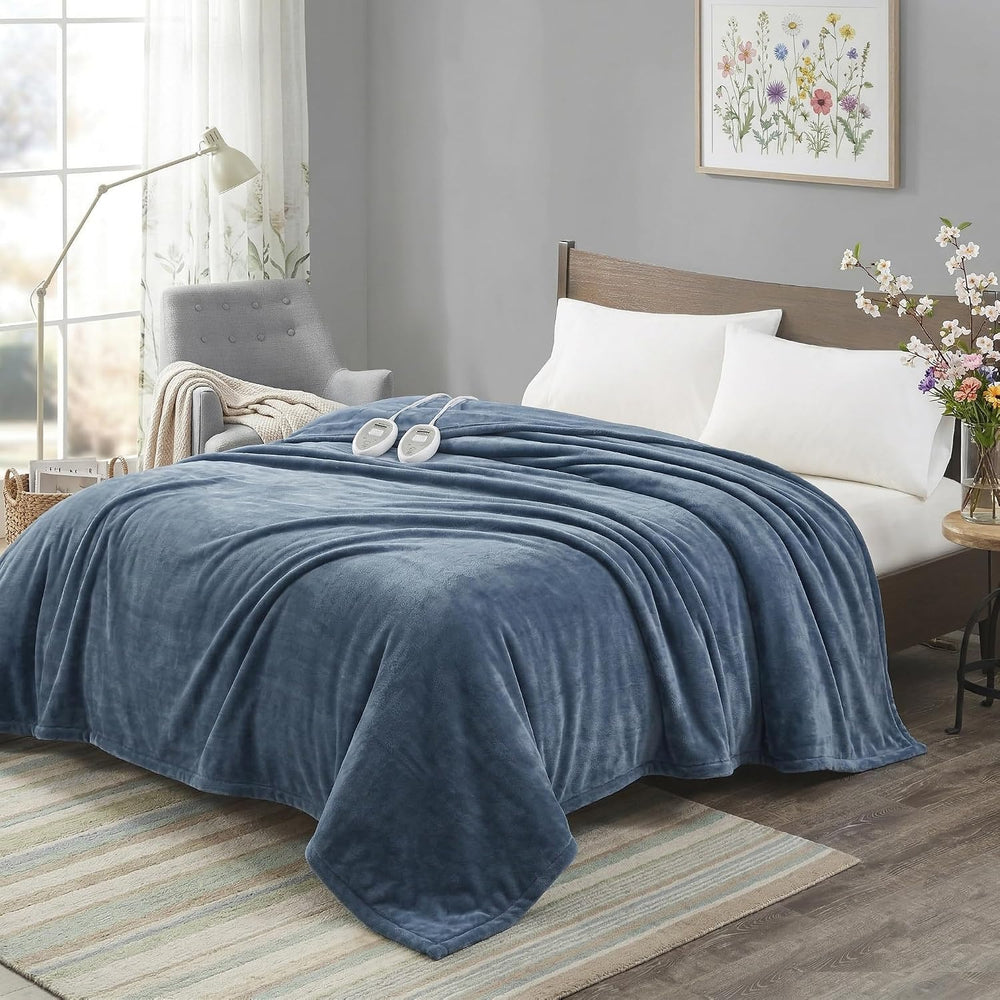 King Size Heated Blanket for Bed, Electric Blankets with Dual Controllers