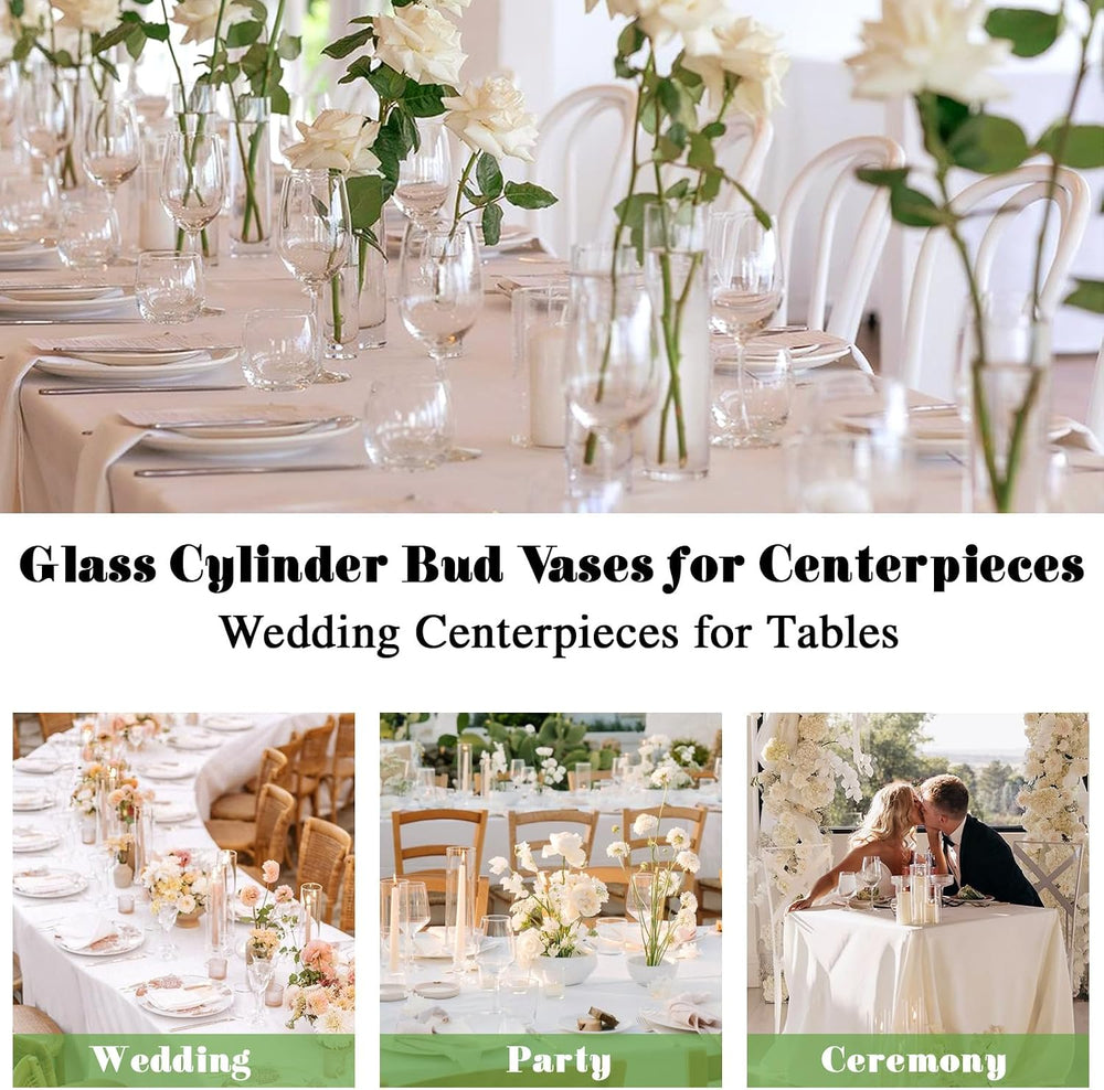 20 Pcs Glass Cylinder Bud Vases for Centerpieces 7.15 Inch Tall