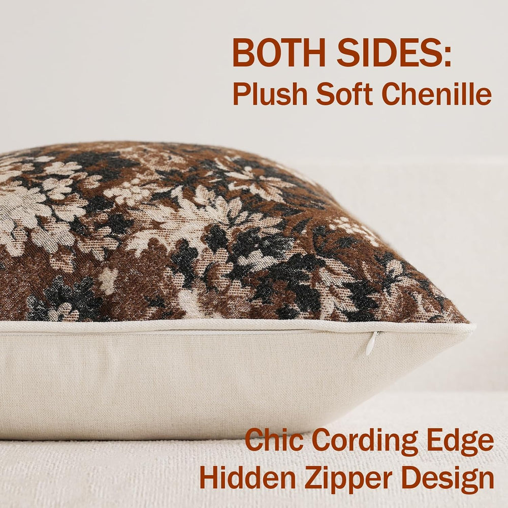DEZENE Pack of 1 Vintage Floral Lumbar Pillow Covers 14x36 Boho Farmhouse Acc...