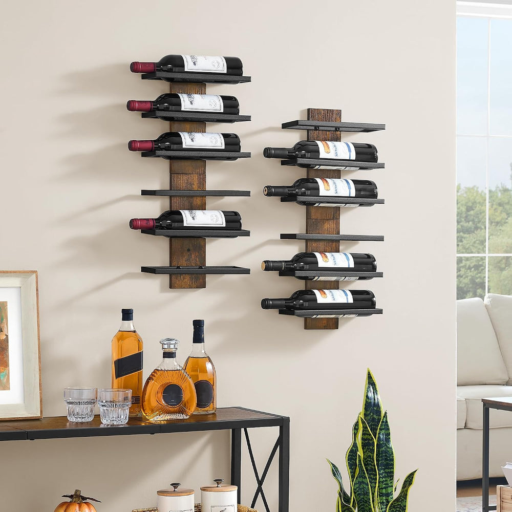 Hoctieon 2-Set 6 Tier Wall Mount Wine Rack, Wall Mounted Wine Bottle Racks fo...