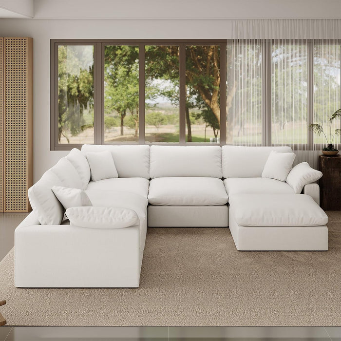Cloud Modular Sectional Sofa,221.6" Down Filled Sofa 5 Seat with Chaise,Minimalist Sofa Cover Washable and Replaceable Couches for Living Room,Sectional Sofa Deep Seat