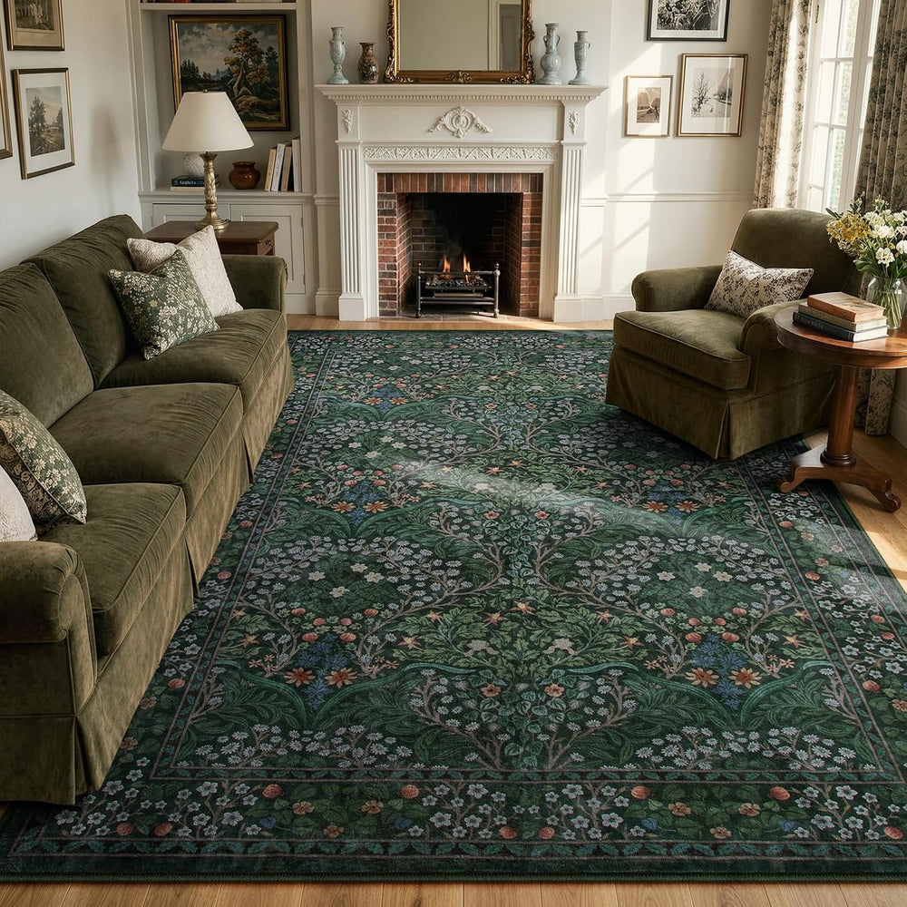 Lahome Dark Green Area Rugs 8x10, Soft 8x10 Washable Rugs for Living Room