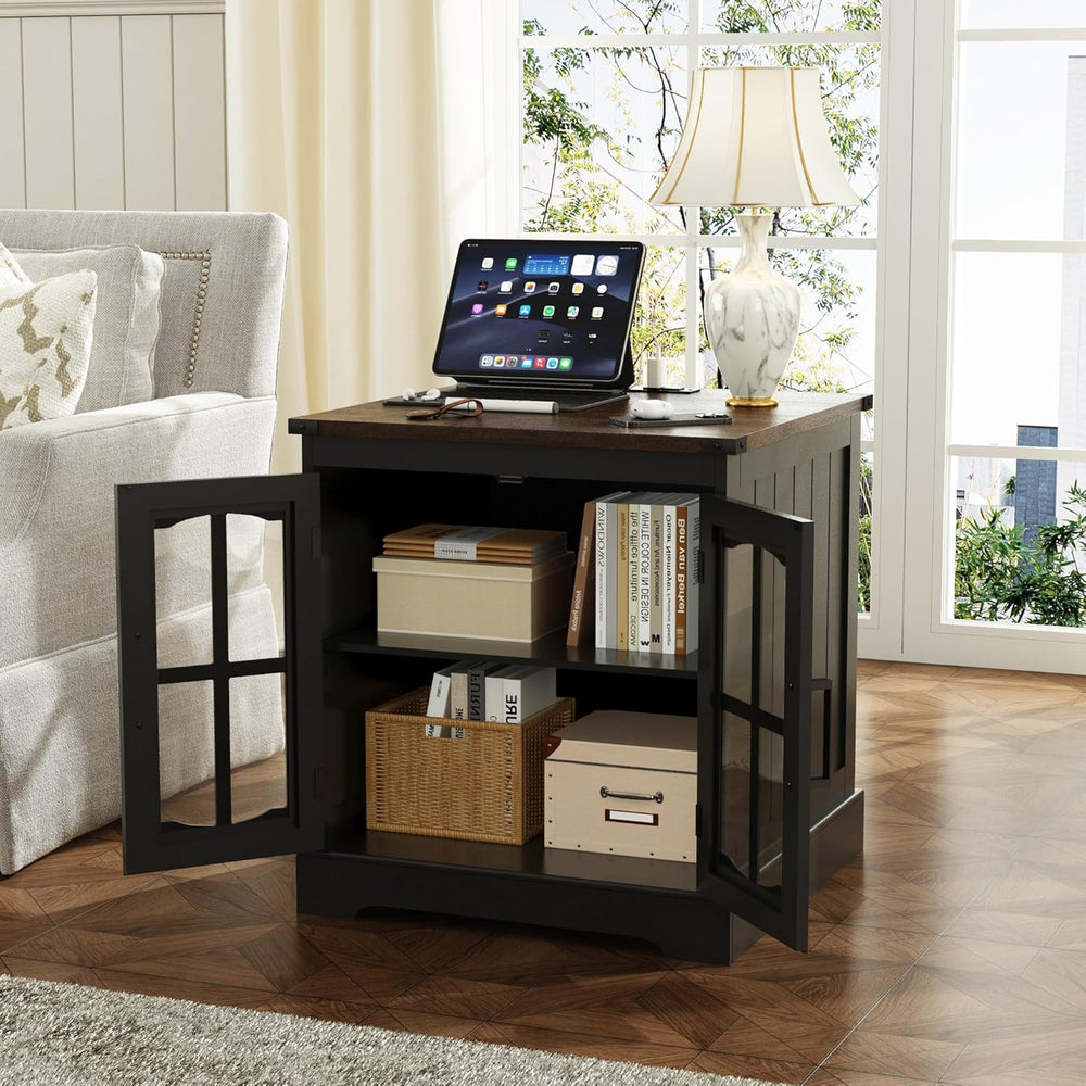 ChooChoo Farmhouse End Table Set of 2, 24" Large Sofa Side Table with Ch...