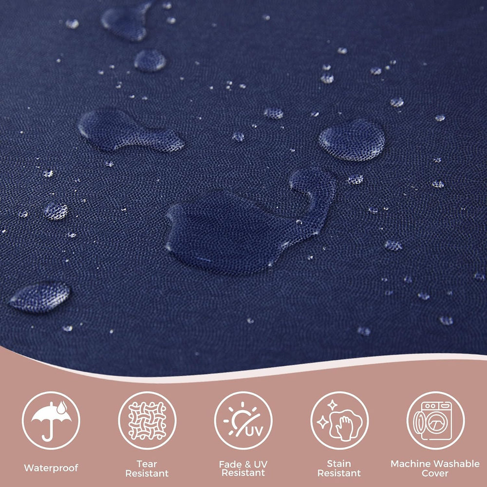 Outdoor Loveseat Cushions, 48×24×5 Inch, Waterproof, Navy Blue