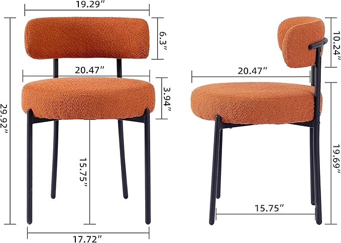 DYHOME Mid-Century Modern Dining Chairs Set of 6, Boucle Dining Chairs Uphols...