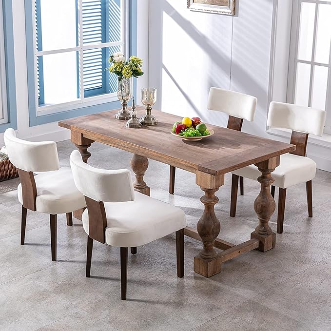 Upholstered Dining Chairs Set of 2, Modern Wooden Kitchen Chairs Fabric Side ...