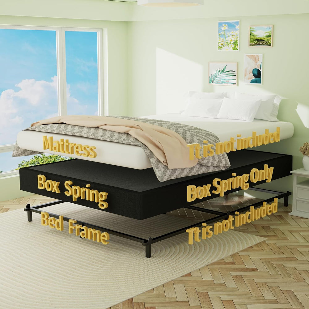 Superay King Box Spring, 10 inch Metal Bed Base with Fabric Cover